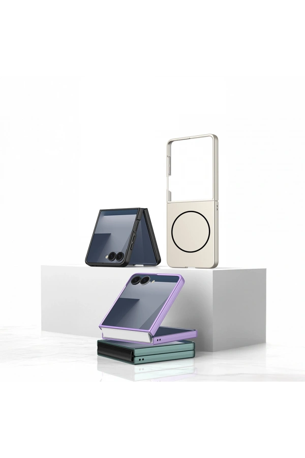 Galaxy Z Flip 7 Kılıf Wireless Şarj Özellikli Zore Kıpta M-safe Kapak
