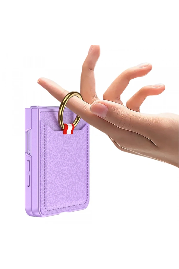 Galaxy Z Flip 7 Zore Kıpta Yüzüklü Kartlıklı Kapak