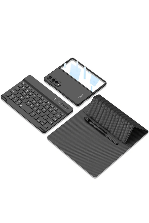 Galaxy Z Fold 3 Kılıf Standlı Bluetooth Klavyeli Zore Kıpta Keyboard Set Kılıf