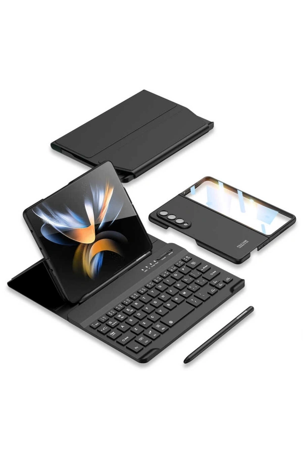 Galaxy Z Fold 3 Kılıf Standlı Bluetooth Klavyeli Zore Kıpta Keyboard Set Kılıf