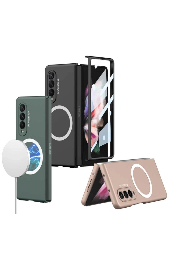 Galaxy Z Fold 3 Kılıf Wireless Şarj Özellikli Zore Kıpta M-safe Kapak