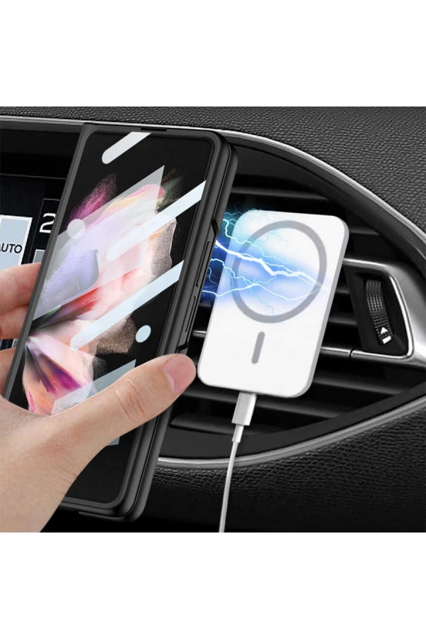 Galaxy Z Fold 3 Kılıf Wireless Şarj Özellikli Zore Kıpta M-safe Kapak