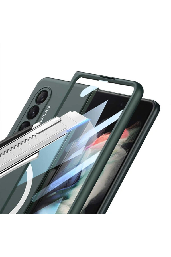 Galaxy Z Fold 3 Kılıf Wireless Şarj Özellikli Zore Kıpta M-safe Kapak