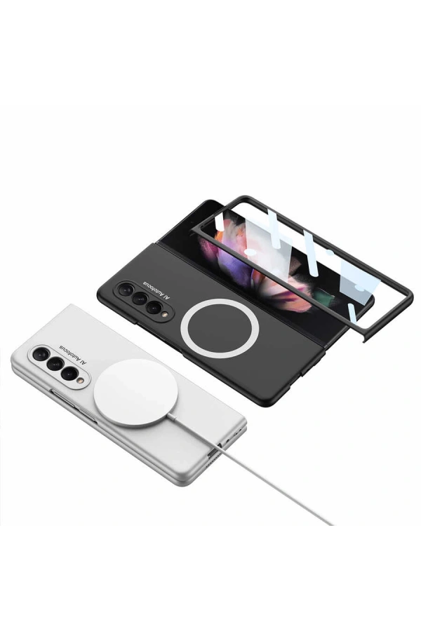 Galaxy Z Fold 3 Kılıf Wireless Şarj Özellikli Zore Kıpta M-safe Kapak