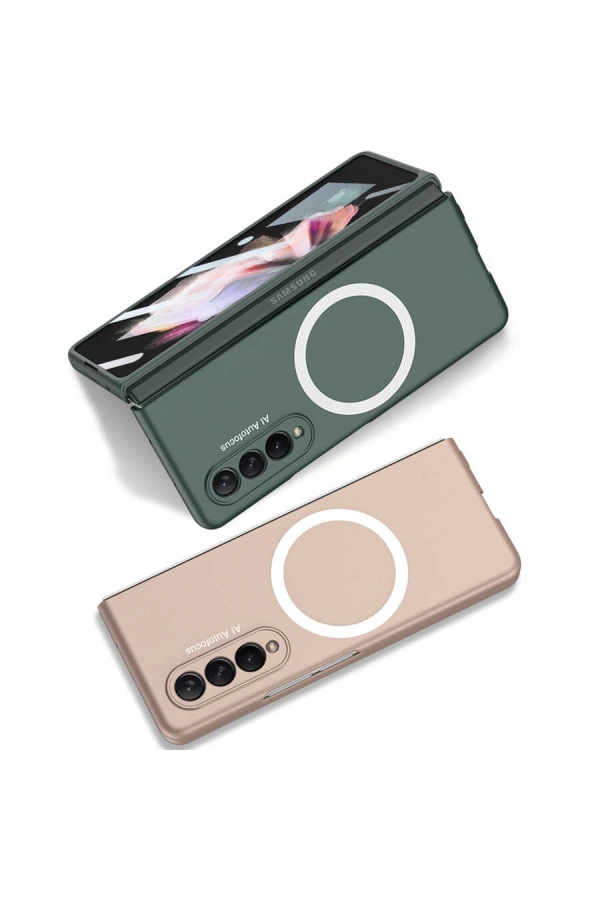 Galaxy Z Fold 3 Kılıf Wireless Şarj Özellikli Zore Kıpta M-safe Kapak