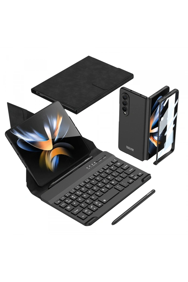 Galaxy Z Fold 4 Kılıf Standlı Bluetooth Klavyeli Zore Kıpta Keyboard Set Kılıf