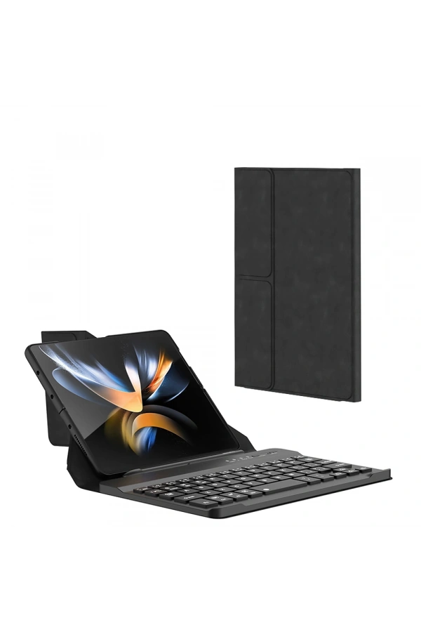 Galaxy Z Fold 4 Kılıf Standlı Klavyeli Kalem Bölmeli Zore Kıpta Klavyeli Kılıf