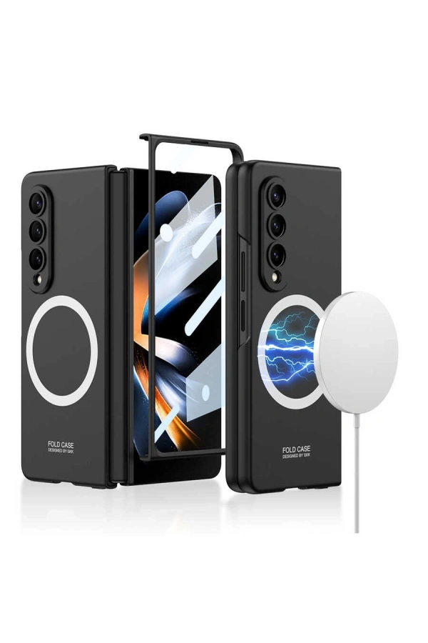 Galaxy Z Fold 4 Kılıf Wireless Şarj Özellikli Zore Kıpta M-safe Kapak
