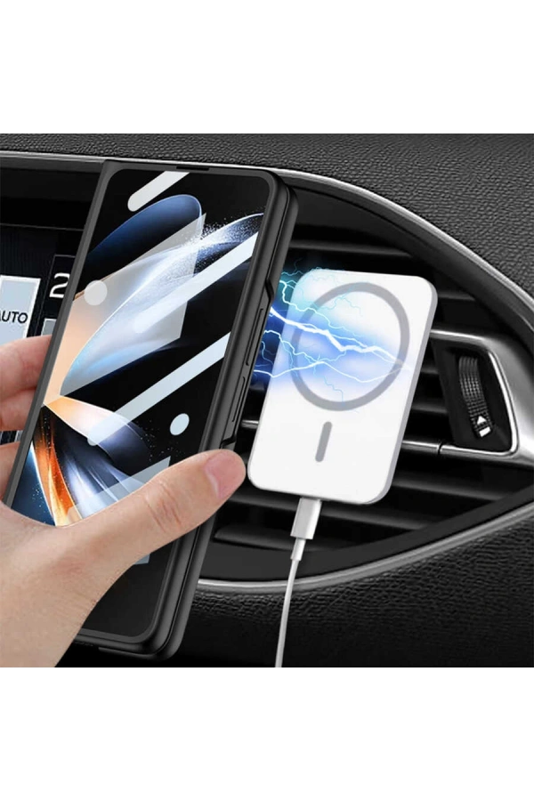 Galaxy Z Fold 4 Kılıf Wireless Şarj Özellikli Zore Kıpta M-safe Kapak