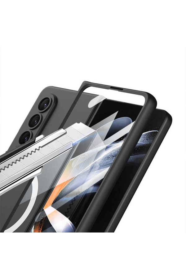 Galaxy Z Fold 4 Kılıf Wireless Şarj Özellikli Zore Kıpta M-safe Kapak