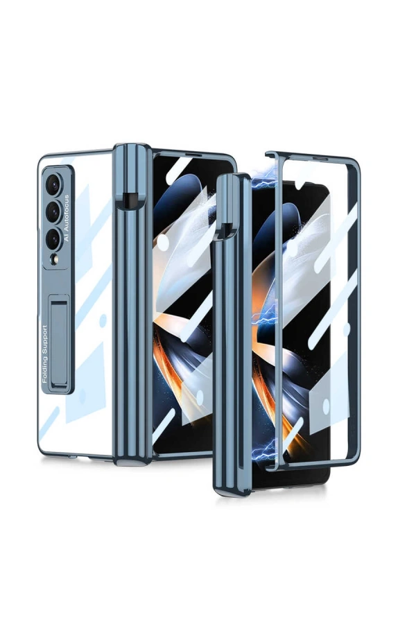 Galaxy Z Fold 4 Kılıf Zore Kıpta Standlı Kalem Bölmeli Kapak