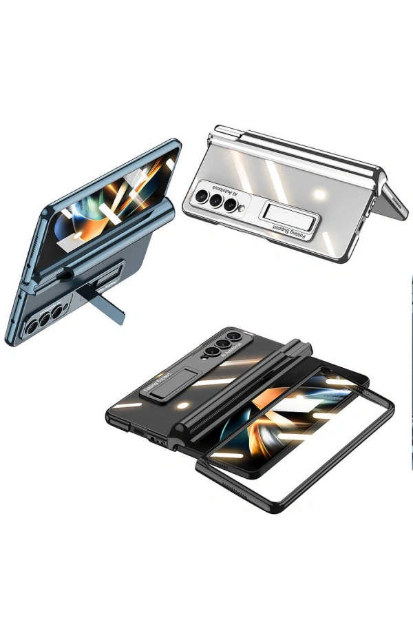 Galaxy Z Fold 4 Kılıf Zore Kıpta Standlı Kalem Bölmeli Kapak