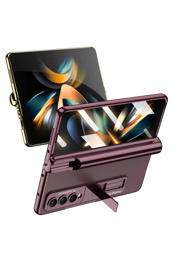 Galaxy Z Fold 4 Kılıf Zore Kıpta Standlı Kalem Bölmeli Kapak