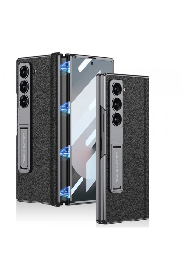 ​Galaxy Z Fold 6 Kılıf Deri Standlı Zore Kıpta Premium Kılıf