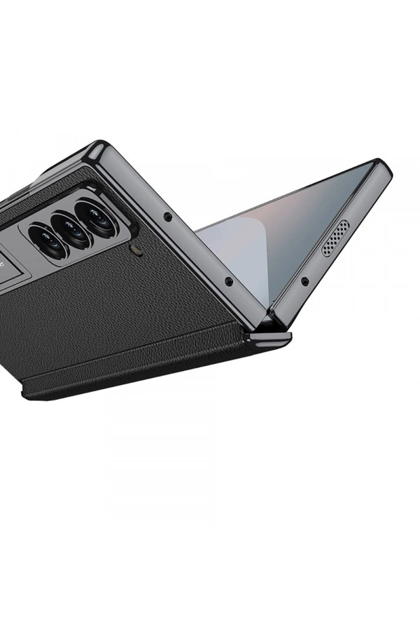​Galaxy Z Fold 6 Kılıf Deri Standlı Zore Kıpta Premium Kılıf