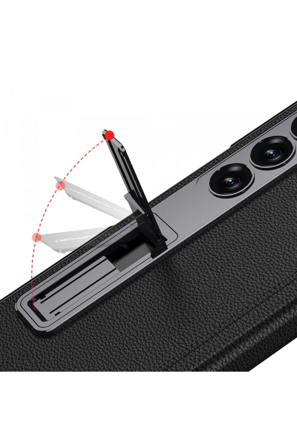 ​Galaxy Z Fold 6 Kılıf Deri Standlı Zore Kıpta Premium Kılıf