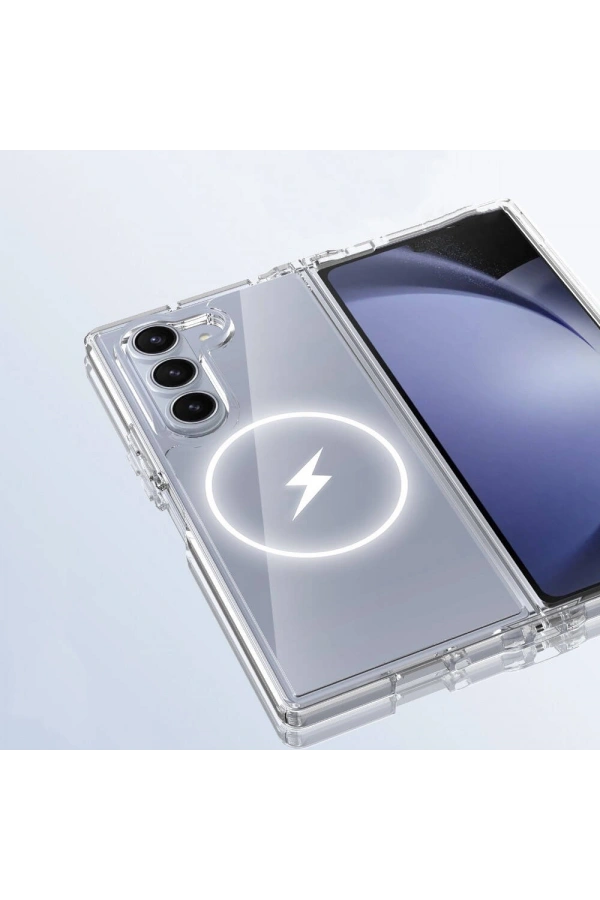 Galaxy Z Fold 6 Kılıf M-safe Şarj Özellikli Şeffaf Sert PC Zore Embos Kapak