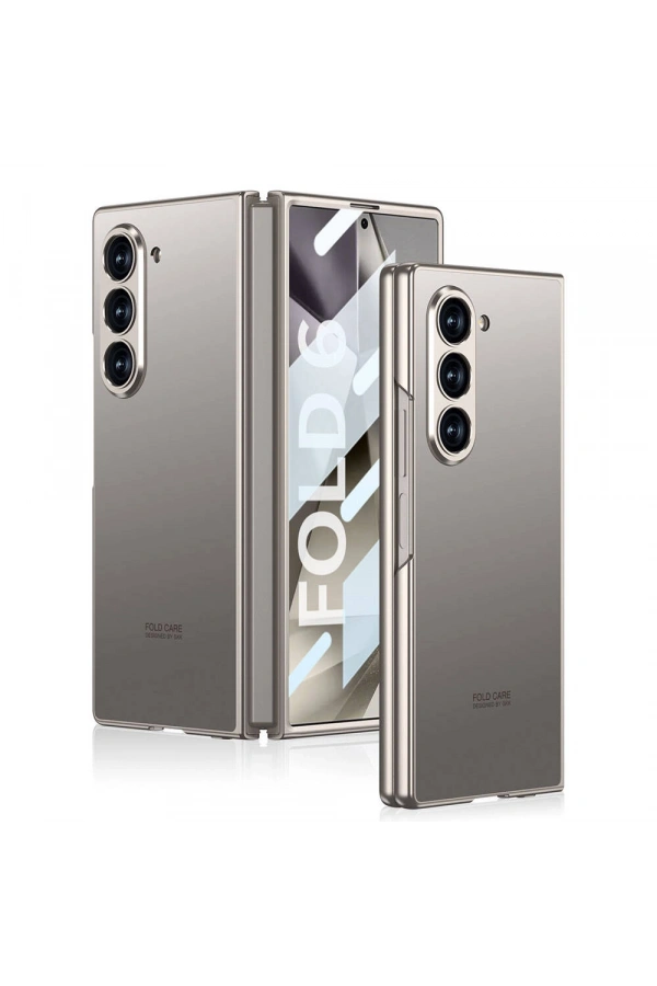Galaxy Z Fold 6 Kılıf Titanyum Metal Tasarımlı Zore Kıpta Caz Kapak