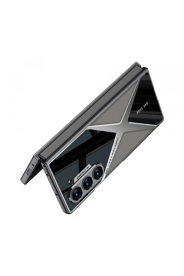 Galaxy Z Fold 6 Kılıf Ultra İnce Kamera Korumalı PC + Deri Arka Yüzey Zore X-Pro Kapak