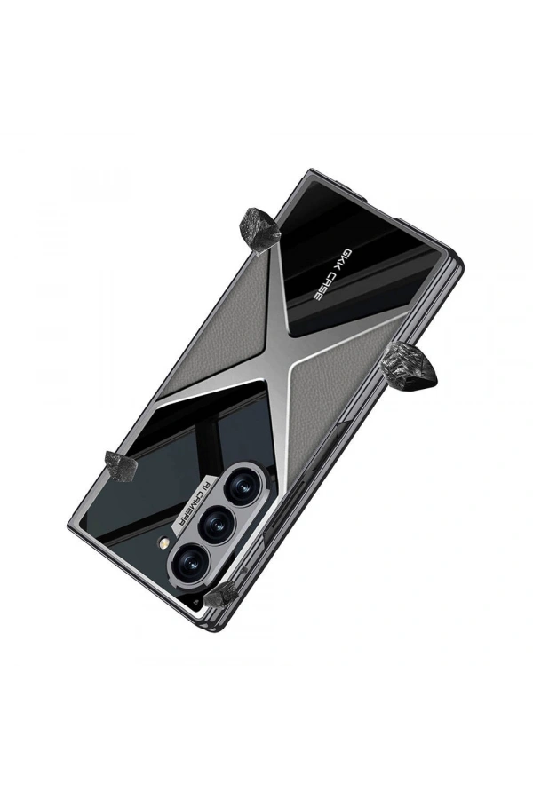 Galaxy Z Fold 6 Kılıf Ultra İnce Kamera Korumalı PC + Deri Arka Yüzey Zore X-Pro Kapak