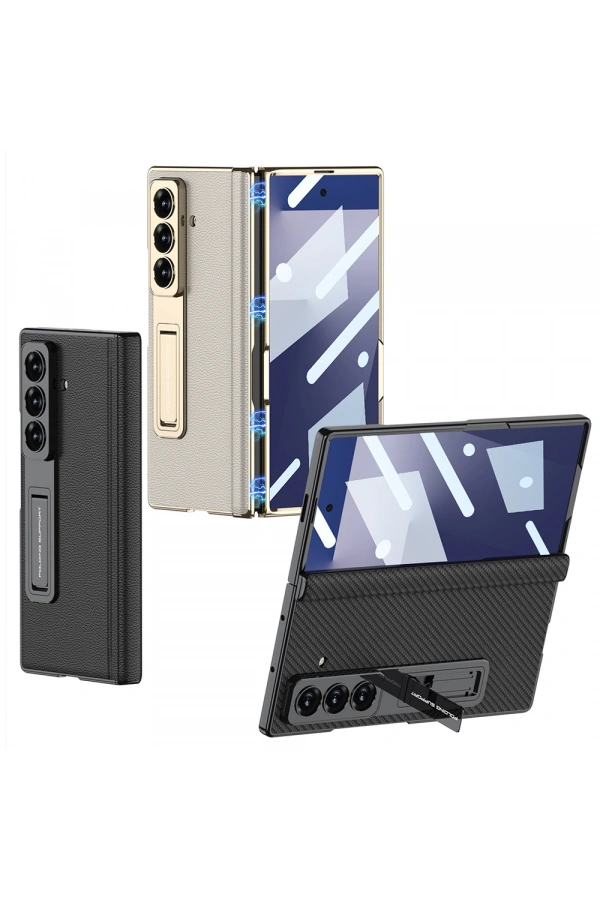 ​Galaxy Z Fold 7 Kılıf Deri Standlı Zore Kıpta Premium Kılıf