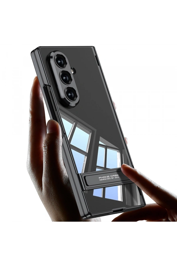 Galaxy Z Fold 7 Kılıf Kamera Korumalı Şeffaf Tasarımlı Zore Lego Standlı Kapak