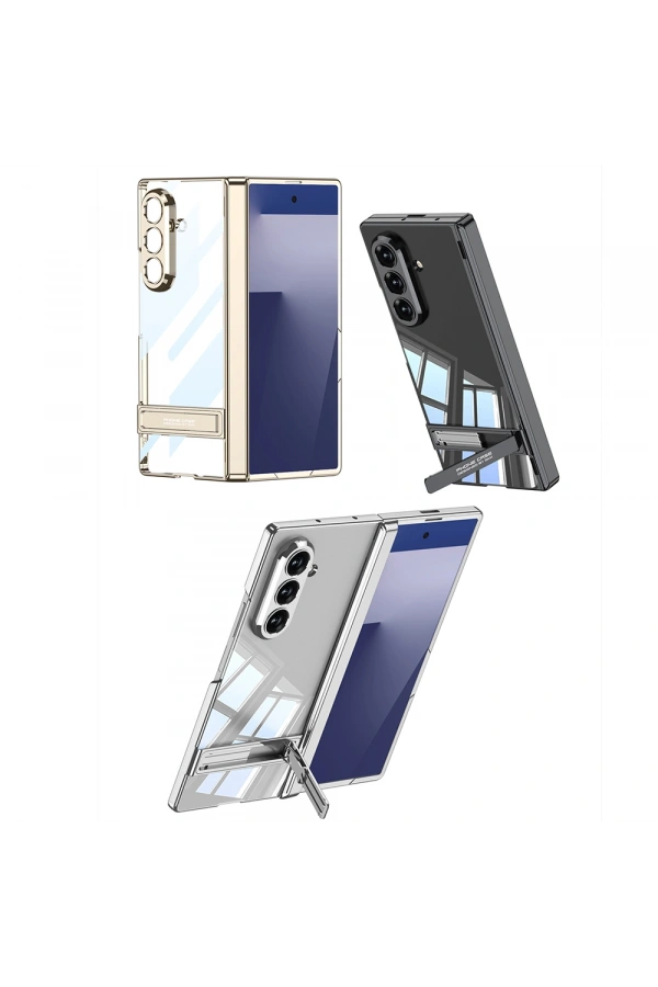 Galaxy Z Fold 7 Kılıf Kamera Korumalı Şeffaf Tasarımlı Zore Lego Standlı Kapak