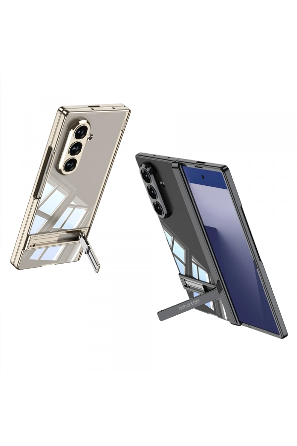 Galaxy Z Fold 7 Kılıf Kamera Korumalı Şeffaf Tasarımlı Zore Lego Standlı Kapak