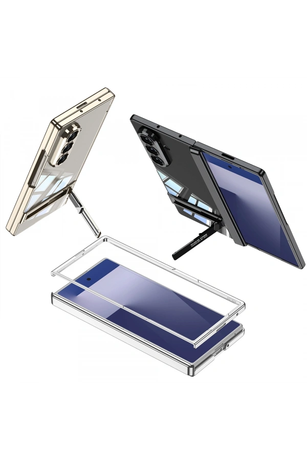 Galaxy Z Fold 7 Kılıf Kamera Korumalı Şeffaf Tasarımlı Zore Lego Standlı Kapak