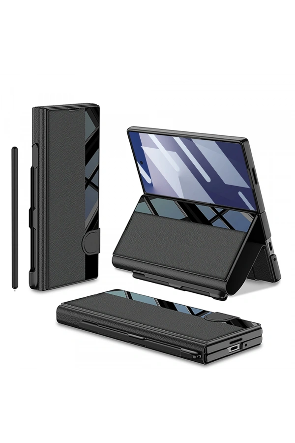 Galaxy Z Fold 7 Kılıf Kamera Korumalı Zore Kıpta Aynalı Kalem Bölmeli Fest Kapak