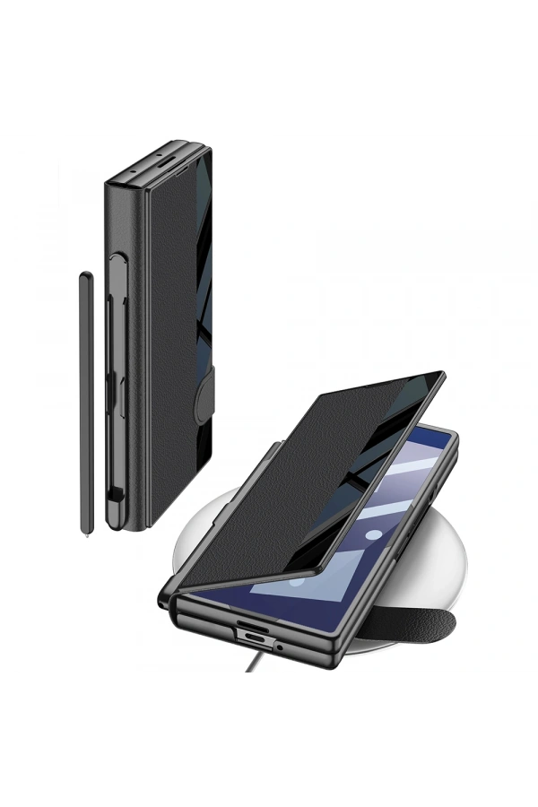 Galaxy Z Fold 7 Kılıf Kamera Korumalı Zore Kıpta Aynalı Kalem Bölmeli Fest Kapak