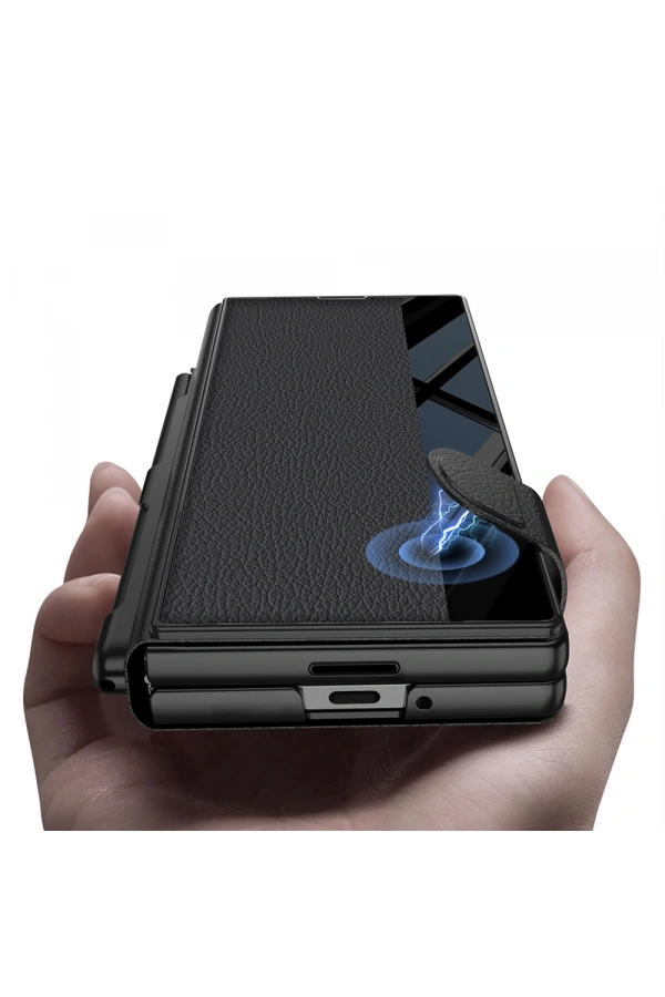 Galaxy Z Fold 7 Kılıf Kamera Korumalı Zore Kıpta Aynalı Kalem Bölmeli Fest Kapak