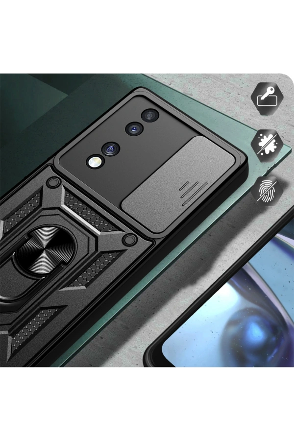 Honor 70 Kılıf Magnetik Standlı Kamera Korumalı Zore Sürgülü Vega Kapak