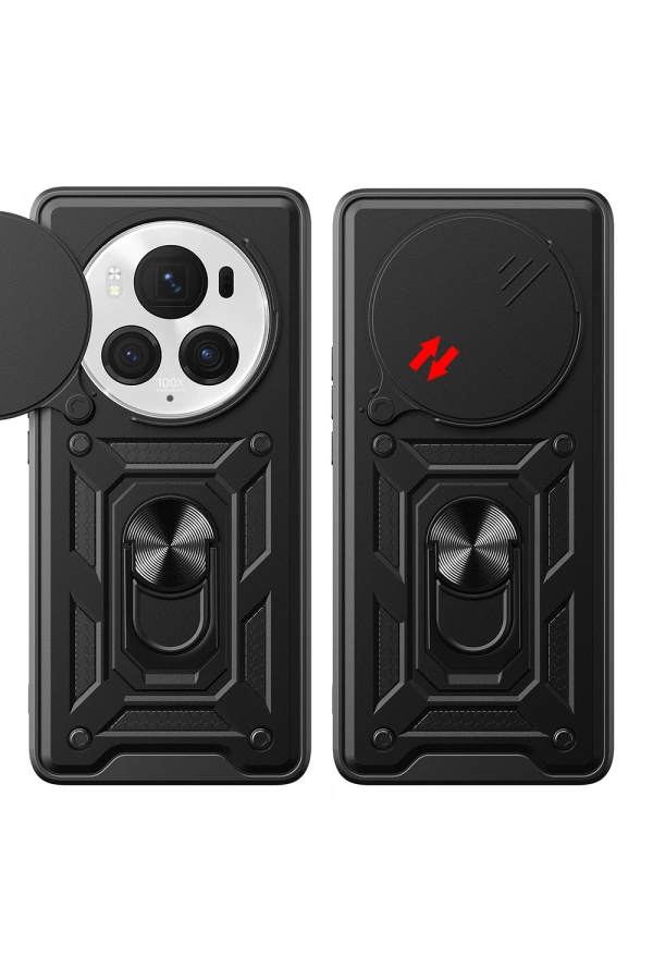 Honor Magic 6 Pro Kılıf Magnetik Standlı Kamera Korumalı Zore Sürgülü Vega Kapak