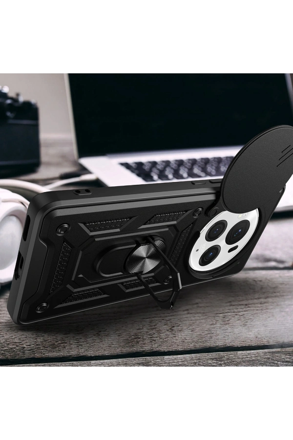 Honor Magic 6 Pro Kılıf Magnetik Standlı Kamera Korumalı Zore Sürgülü Vega Kapak
