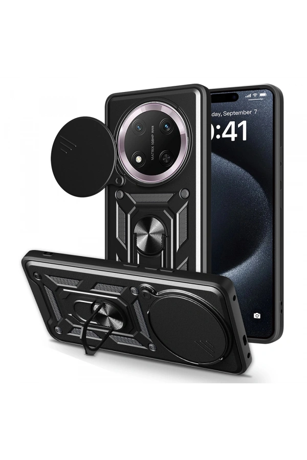 Honor Magic 7 Lite Kılıf Magnetik Standlı Kamera Korumalı Zore Sürgülü Vega Kapak