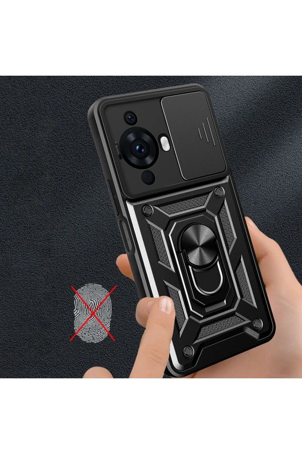 Huawei Nova 12S Kılıf Magnetik Standlı Kamera Korumalı Zore Sürgülü Vega Kapak