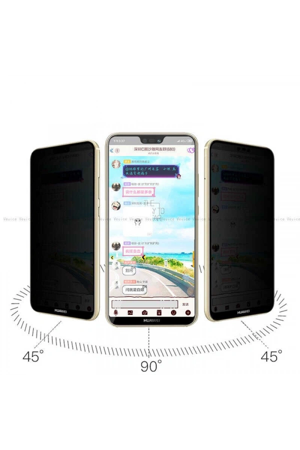Huawei P20 Lite Zore New 5D Privacy Temperli Ekran Koruyucu