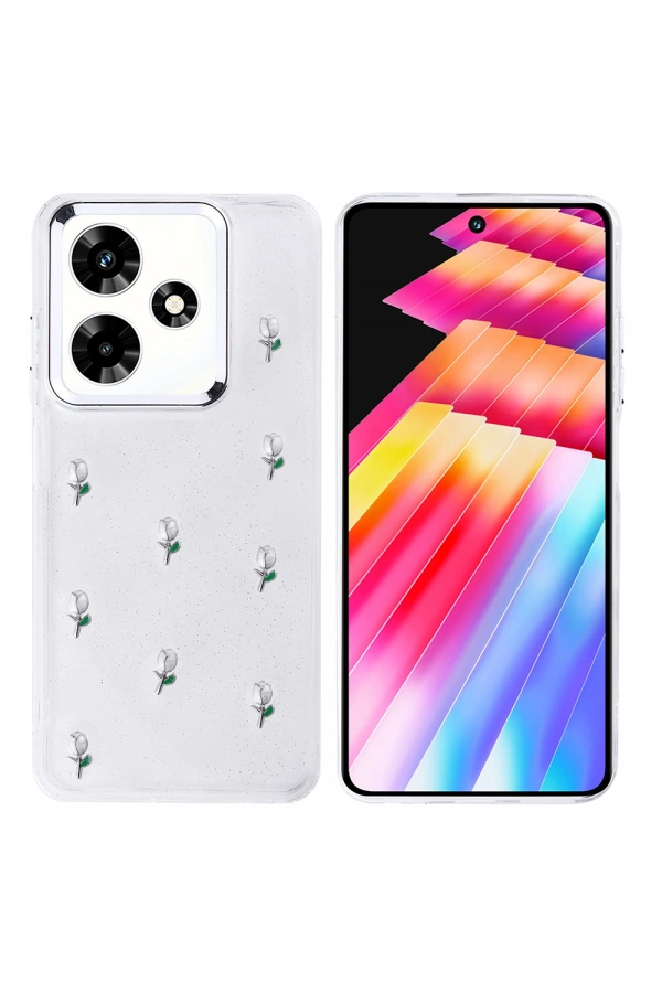 İnfinix Hot 30 Kılıf Airbag Tasarımlı Simli Şeffaf Zore Kutup Kapak