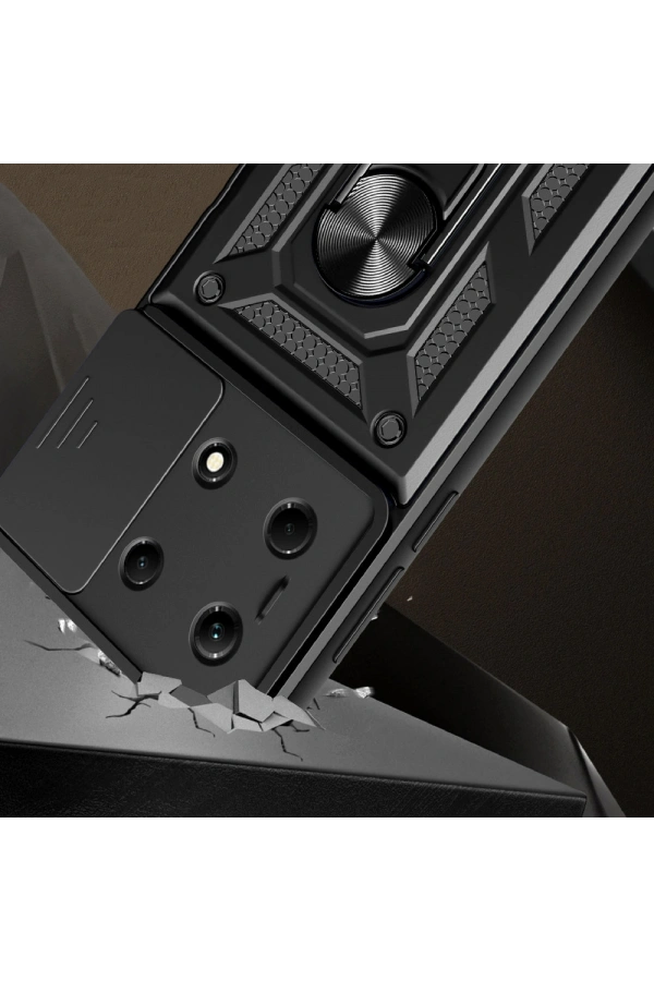 İnfinix Note 30 VIP Kılıf Magnetik Standlı Kamera Korumalı Zore Sürgülü Vega Kapak
