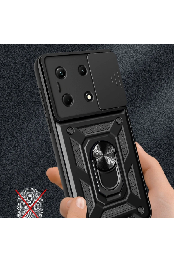İnfinix Note 30 VIP Kılıf Magnetik Standlı Kamera Korumalı Zore Sürgülü Vega Kapak