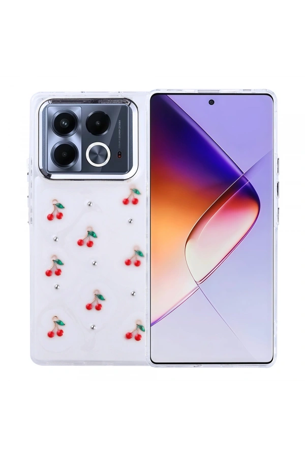 İnfinix Note 40 4G Kılıf Airbag Tasarımlı Simli Şeffaf Zore Kutup Kapak