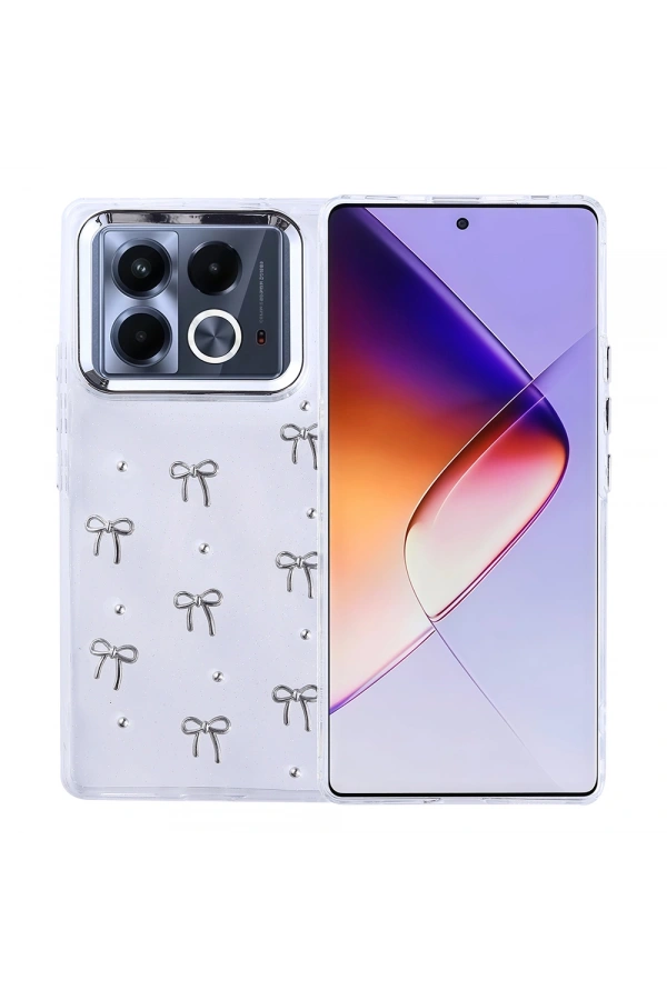 İnfinix Note 40 Pro Kılıf Airbag Tasarımlı Simli Şeffaf Zore Kutup Kapak