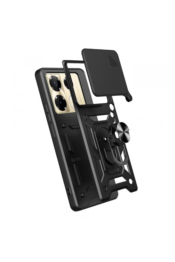İnfinix Note 40 Pro Kılıf Magnetik Standlı Kamera Korumalı Zore Sürgülü Vega Kapak