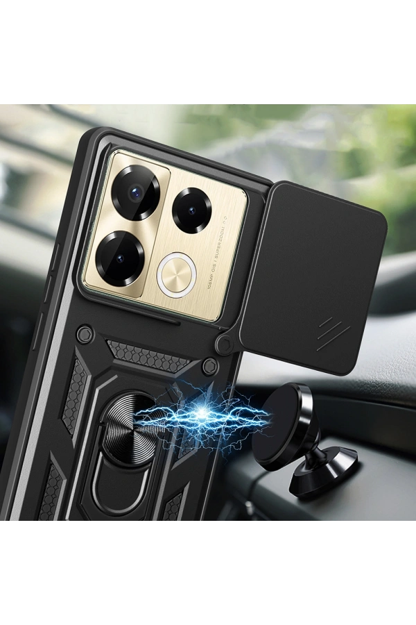 İnfinix Note 40 Pro Kılıf Magnetik Standlı Kamera Korumalı Zore Sürgülü Vega Kapak