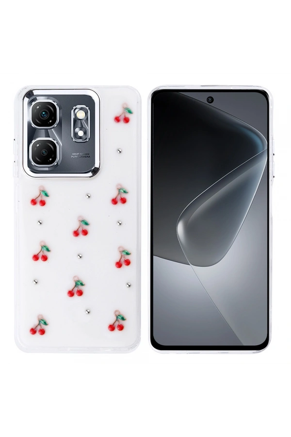 İnfinix Smart 9 Kılıf Airbag Tasarımlı Simli Şeffaf Zore Kutup Kapak