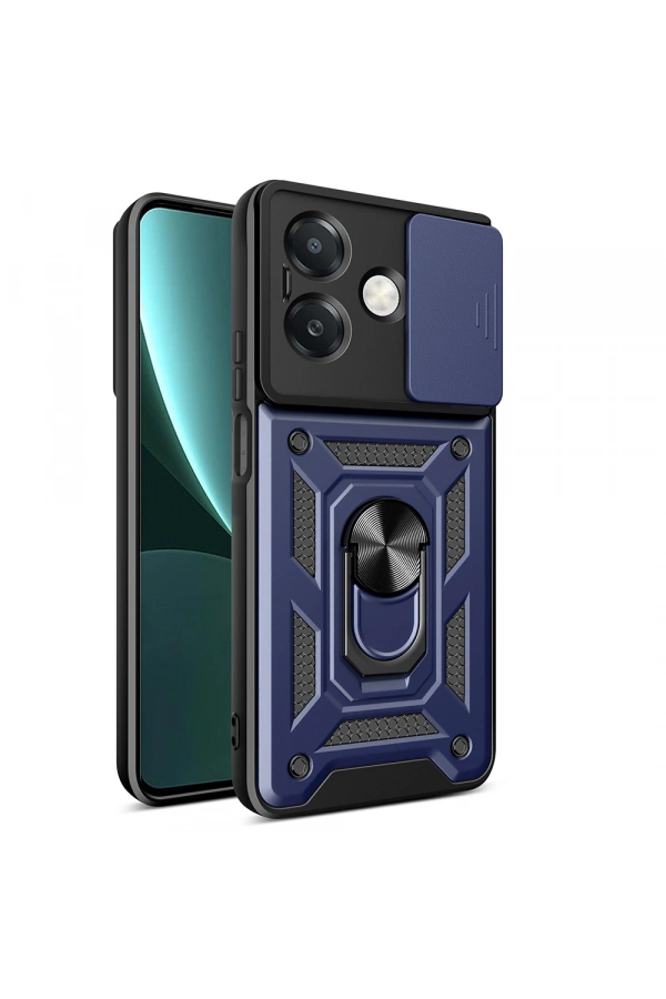Oppo A3 Kılıf Magnetik Standlı Kamera Korumalı Zore Sürgülü Vega Kapak