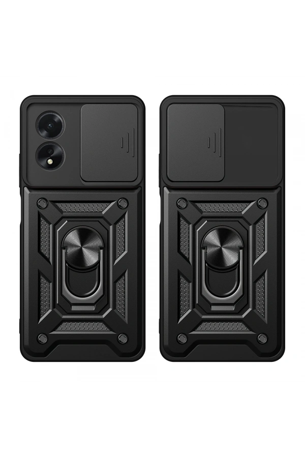 Oppo A38 Kılıf Magnetik Standlı Kamera Korumalı Zore Sürgülü Vega Kapak