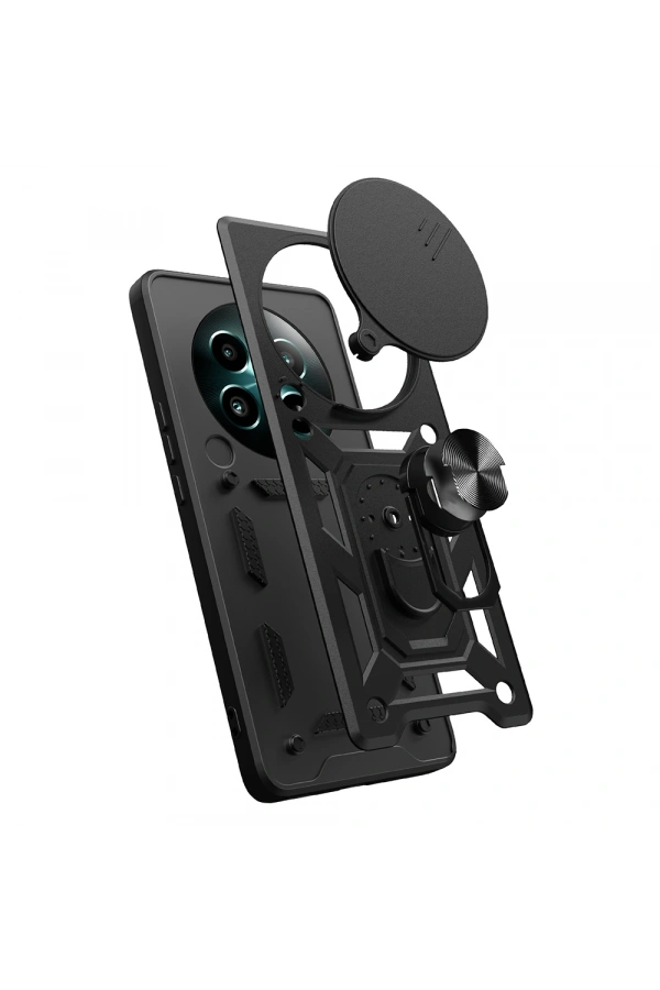 Realme 12 Plus Kılıf Magnetik Standlı Kamera Korumalı Zore Sürgülü Vega Kapak