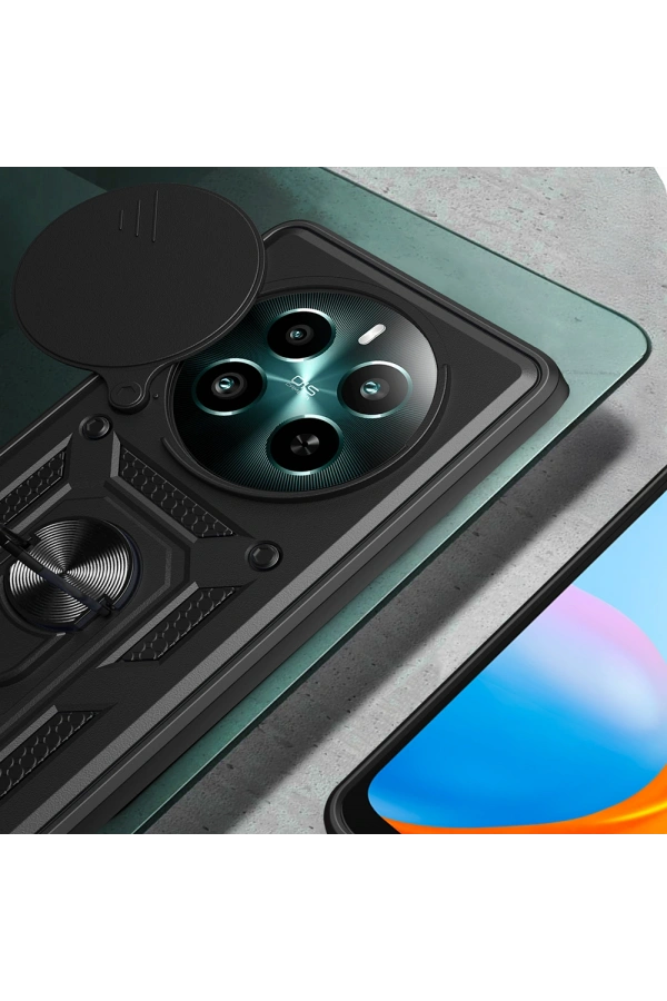 Realme 12 Plus Kılıf Magnetik Standlı Kamera Korumalı Zore Sürgülü Vega Kapak